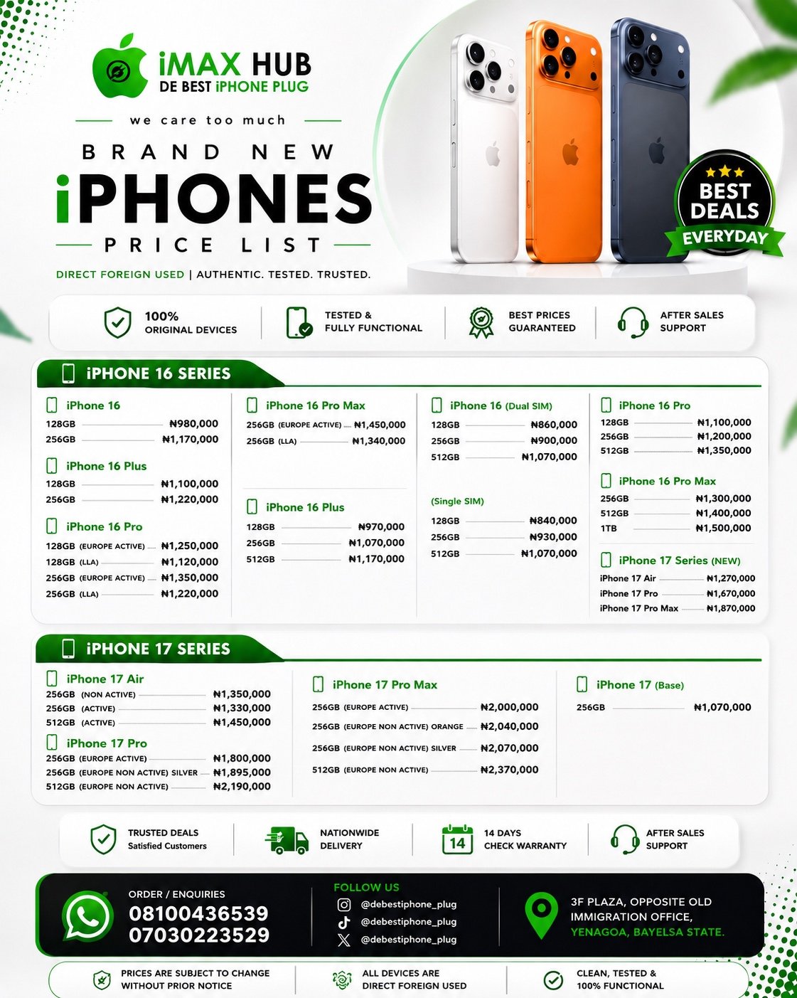 iMAX HUB brand new iPhone price list